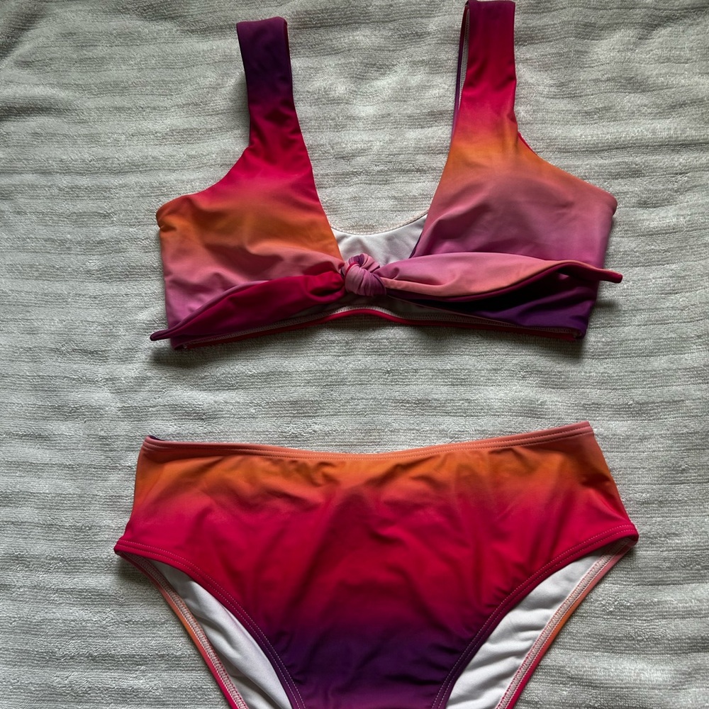 Pink Lily Gradient Bikini - Red, Pink, Orange